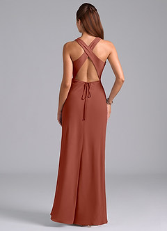 Azazie Evadne Bridesmaid Dresses Auburn A-Line Pleated Chiffon Dress image7