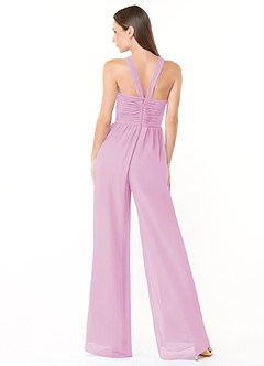 Azazie Berdie Bridesmaid Dresses Candy Pink Halter Chiffon Jumpsuit image2