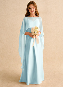 Azazie Fishie Girls Formal Flower Girl Dresses Sea Glass A-Line Matte Satin Dress image3