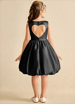 Azazie Nirvana Flower Girl Dresses Black Ball-Gown Ruched Matte Satin Dress image1