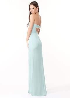 Azazie Leonis Bridesmaid Dresses Sea Glass Mermaid Pleated Stretch Satin Convertible Dress image7