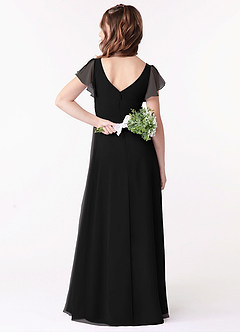 Azazie Omari A-Line Ruched Chiffon Floor-Length Junior Bridesmaid Dress image2