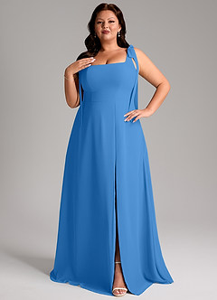Azazie Debra Abiti da Damigella Abito Convertibile A-Line in Chiffon Con Tasche Blue Jay image3
