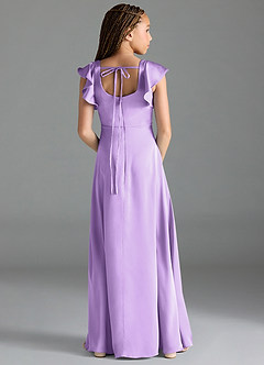 Azazie Bondi Junior Lilac A-Line Side Slit Stretch Satin Dress image2
