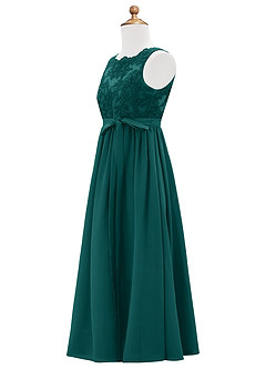 Azazie Elly Junior Peacock A-Line Lace Chiffon Dress image9