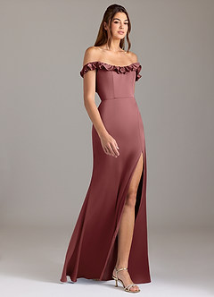 Azazie Callie Bridesmaid Dresses Amethyst A-Line Ruched Stretch Satin Convertible Dress image6