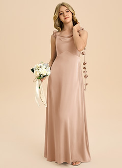 Azazie Gumdrop Junior English Rose Empire Pleated Stretch Satin Dress image2