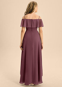 Azazie Maggie Junior A-Linie Schulterfrei Chiffon Kleid Sangria image2