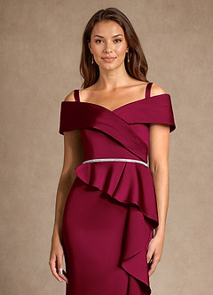 Azazie Dareia Mother of the Bride Dresses Burgundy Mermaid Off the Shoulder Stretch Satin Dress image8