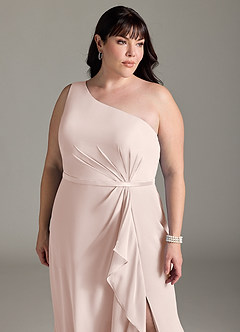 Azazie Liza Brautjungfernkleider Meerjungfrau-Linie One-Shoulder Chiffon Kleid Blassrosa image10