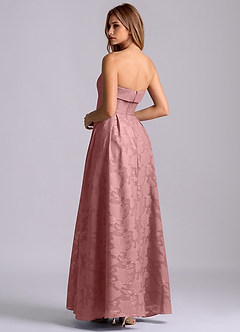 Azazie Lucienne Brautjungfernkleider A-Linie Schulterfrei Blumen-Burnout Kleid Altrosa image2