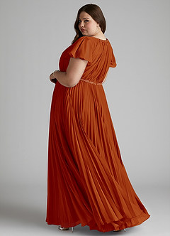 Azazie Kara vestidos de dama de honor modestos Vestido de Corte En A Plisado Hasta el suelo Gasa image11