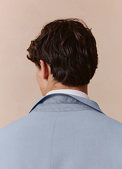 front Savile Light Blue Wool Blend Suit Jacket