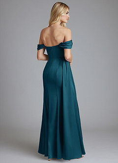 Azazie Amyra Bridesmaid Dresses Ink Blue Mermaid Off the Shoulder Stretch Satin Convertible Dress image2