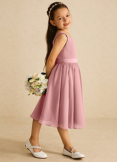 Azazie Ari Flower Girl Dresses Dusty Rose A-Line Sleeveless Chiffon Dress image3