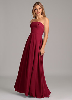 Azazie Lucienne Bridesmaid Dresses Burgundy A-Line Strapless Chiffon Convertible Dress image4