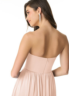 Azazie Morana Vestidos de damas de honor Vestido de Rosa Rubor de Satén Elástico de Corte en A Convertible con Vestidos sin tirantes image8