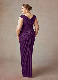 Azazie Lisolette Mother of the Bride Dresses Grape Sheath Pleated Mesh Dress image12