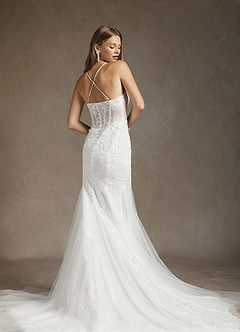 Azazie Bae Hochzeitskleider Meerjungfrau-Linie Pailletten Tüll Kleid Diamantweiß image3