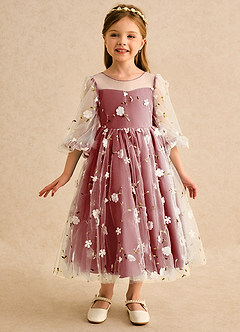 Azazie Elowen Flower Girl Dresses Rust A-Line Sweetheart Neckline Lace Dress image3