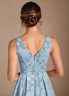 Azazie Fulton Mother of the Bride Dresses Sky Blue A-Line Pleated Floral Burnout Dress image6