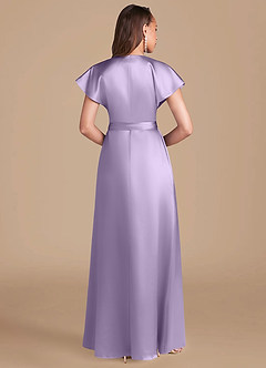 Azazie Nico Brautjungfernkleider A-Linie Plissee Metallischer Satin Kleid Flieder image4
