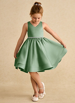 Azazie Julietta Blumenmädchenkleider Ballkleid Cabrio Tüll Kleid Matcha image4