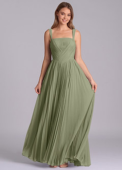 Azazie Mina Abiti da Damigella Abito A-Line in Chiffon Plissettato Pistacchio image4