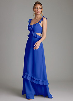 Azazie Malaya Bridesmaid Dresses Royal Blue A-Line Corset Chiffon Dress image6