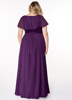 Azazie Jael Final Sale Grape A-Line V-Neck Mesh Dress image8