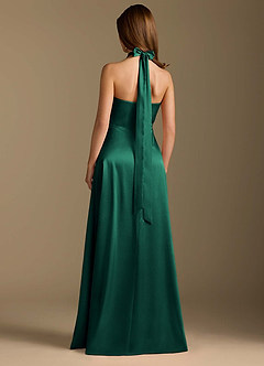 Azazie Tracie Abiti da Damigella Abito A-Line in Raso Metallizzato Plissettato Smeraldo image2