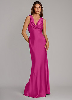 Azazie Cheryl Jurken voor bruidsmeisjes Jurk van Stretch Satijn met Zeemeermin Fuchsia image5