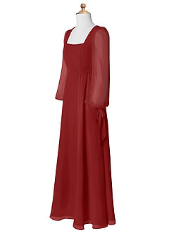 Azazie Leonia Junior Abito A-Line in Chiffon Con Tasche Ruggine image9