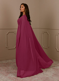 Azazie Isa Mother of the Bride Dresses Mulberry A-Line V-Neck Pleated Chiffon Dress image3