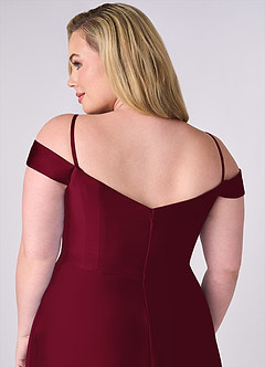Barbie ♥ Azazie Bridesmaid Dresses Burgundy A-Line Off the Shoulder Stretch Satin Convertible Dress image10
