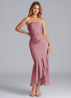 Azazie Danie Jurken voor bruidsmeisjes Jurk van Chiffon met Kolom Strapless Vintage Mauve image3