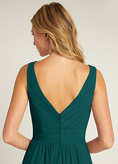 Azazie Pierrette Robes de demoiselle d'honneur Robe Trapèze en Mousseline de soie Plissée Paon image6