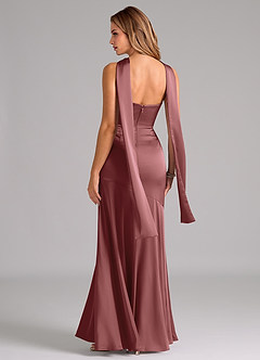 Azazie Shiloh Robes de demoiselle d'honneur Robe Sirène Convertible en Satin extensible Sans bretelle Améthyste image7