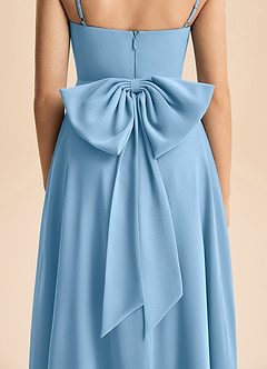 Azazie Bear Junior Steel Blue A-Line Pleated Chiffon Dress image7