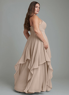 Azazie Zaina Vestidos de damas de honor Vestido Gris Pardo de Gasa de Línea A image2
