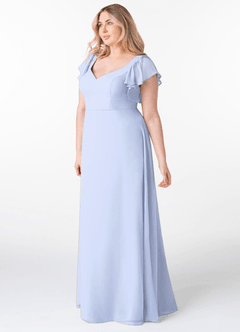 Azazie Syenna Abiti da Damigella Abito A-Line in Chiffon Increspato Ghiaccio image8