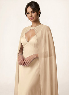front Azazie Lange chiffon cape met knoop aan de voorkant