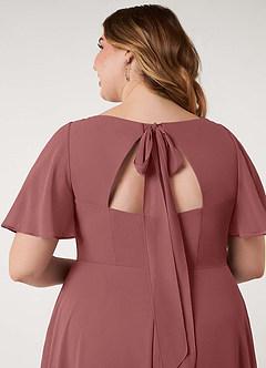 Azazie Kimber Bridesmaid Dresses Amethyst A-Line Flounce Sleeve Chiffon Dress image14