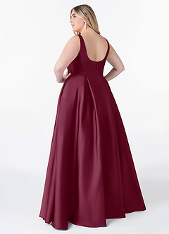 Azazie Neve Bridesmaid Dresses Mulberry Ball-Gown with Pockets Stretch Satin Dress image8