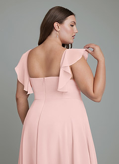 Azazie Leilani Bridesmaid Dresses Powder Pink A-Line Pleated Chiffon Dress image12