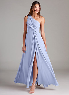 Azazie Brooke Brautjungfernkleider A-Linie One-Shoulder Chiffon Kleid Eis image3