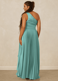 Christian Siriano Bridal for Azazie 1008 Bridesmaid Dresses Aqua A-Line One Shoulder Stretch Satin Dress image10