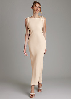 Azazie Luddie Bridesmaid Dresses White Alabaster Mermaid Bow Chiffon Dress image4