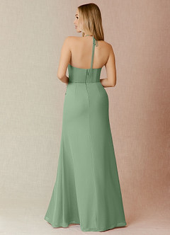 Azazie Miya Final Sale Agave Sheath Pleated Chiffon Dress image2