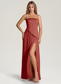 Azazie Tierney Bridesmaid Dresses Terracotta A-Line Strapless Chiffon Convertible Dress image3
